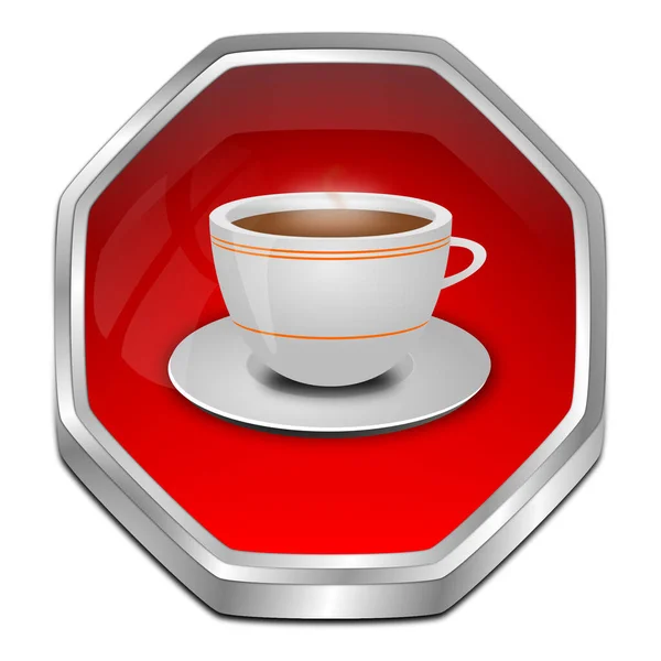 Červené Tlačítko Šálkem Kávy Ilustrace — Stock fotografie