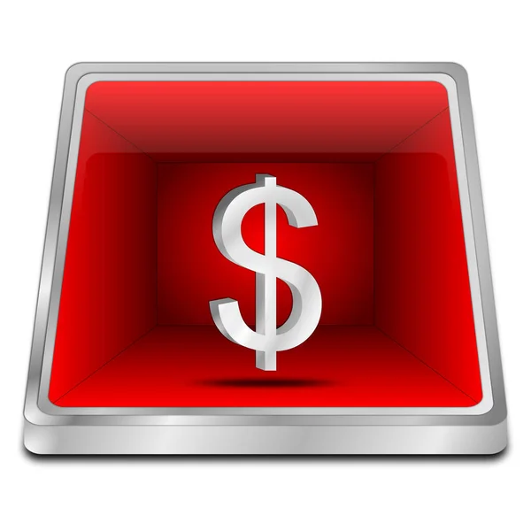 Pulsante Rosso Con Simbolo Dollaro Illustrazione — Foto Stock