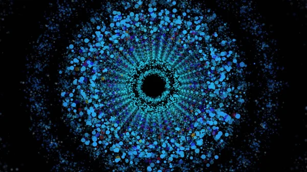 Parıldayan Parçacıklardan Oluşan Yuvarlak Bir Tünel Görüntüleme Soyut Alanı Bilgisayar — Stok fotoğraf