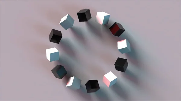 Costruzione Anelli Cubi Rotazione Generati Computer Rendering Dello Sfondo Isometrico — Foto Stock