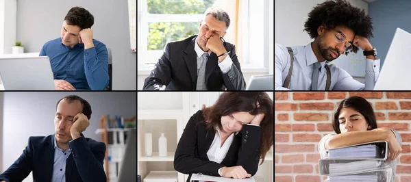 Luie Verveelde Mensen Aan Het Werk Office Collage — Stockfoto