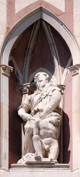 Abraham Sacrificing Isaac Donatello Nanni Bartolo Campanile Harangtorony Cattedrale Santa — Stock Fotó