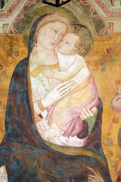 圣母玛利亚与婴儿耶稣 壁画在房子的门面在佛罗伦萨 意大利 — 图库照片