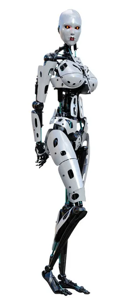 Renderelés Egy Robot Elszigetelt Fehér Alapon — Stock Fotó