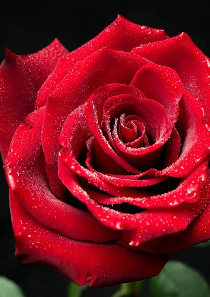 Beautiful Red Rose Water Drops Black Background — Stock Photo, Image