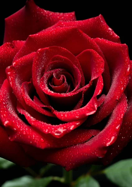 水滴のついた美しい赤いバラ — ストック写真