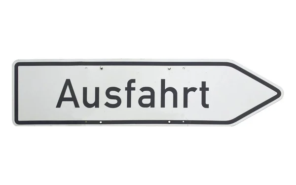German Traffic Sign Isolated White Background Ausfahrt Translation Exit — Stock Photo, Image
