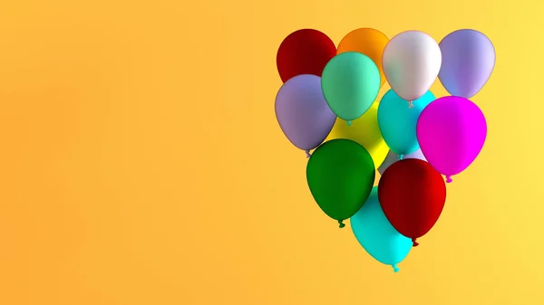 Colorful Balloons White Background Rendering — Stock Photo, Image
