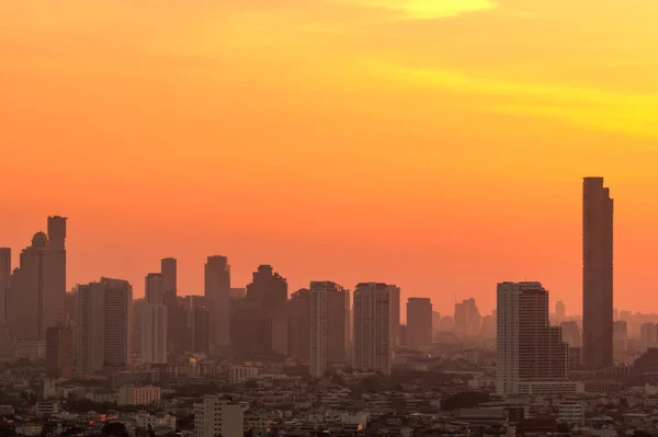 Air Pollution Smog Fine Dust Pm2 Covered City Morning Orange — Stock Photo, Image