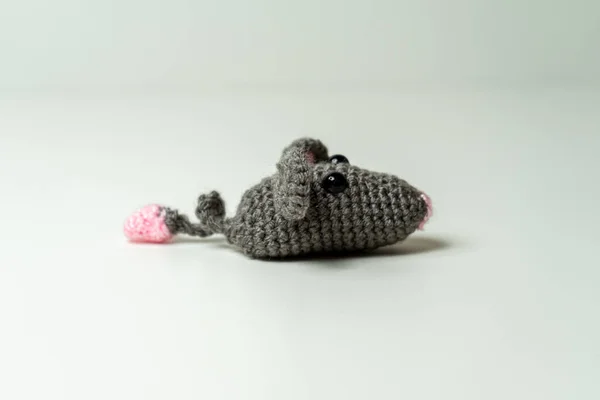 Самодельная Мышь Amigurumi Шерсти — стоковое фото