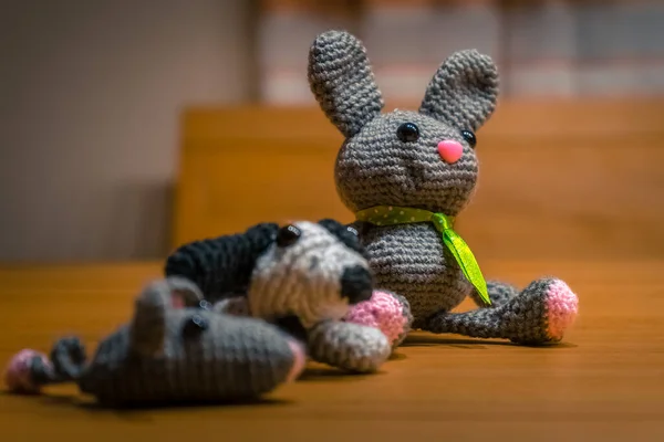 Selfmade Amigurumi Mouse Dog Bunny Out Wool — Fotografia de Stock
