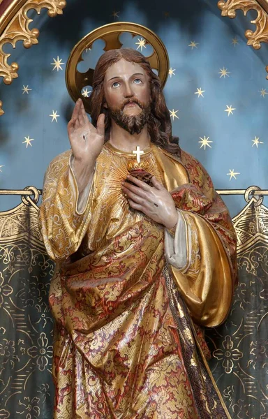 Sacred heart of Jesus statue on the Sacred heart of Jesus altar in the church of Saint Matthew in Stitar, Croatia.