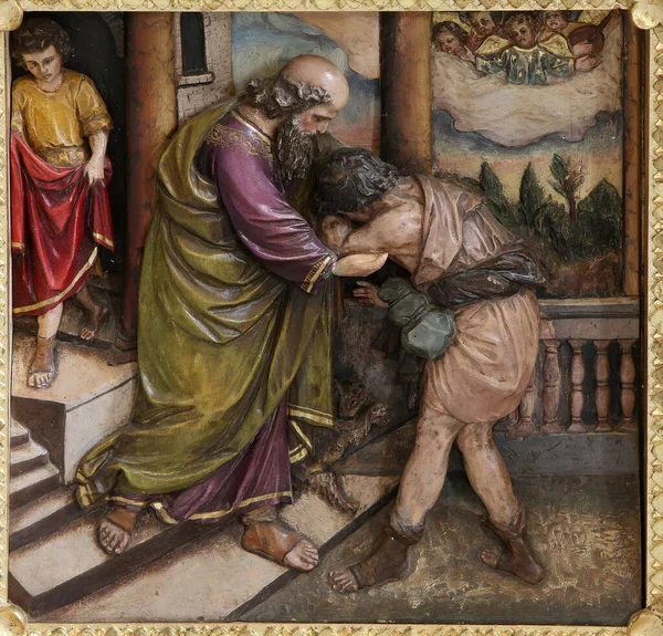 Возвращение Блудного Сына Помощь Главном Алтаре Церкви Святого Матфея Ститаре — стоковое фото