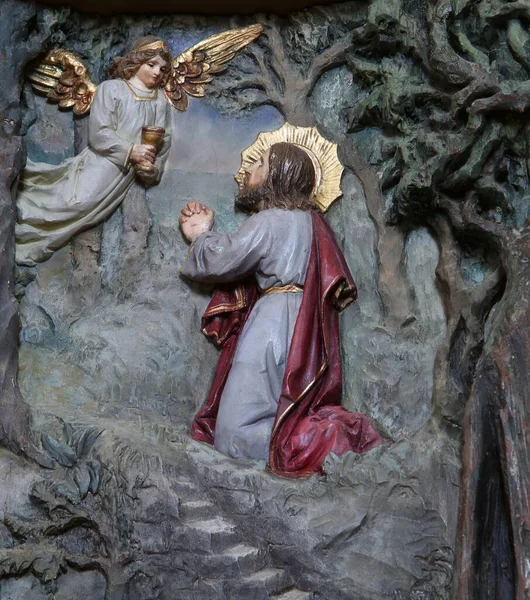 Agony Garden Jesus Garden Gethsemane Altarpiece Saint Matthew Stitar Croatia — 스톡 사진