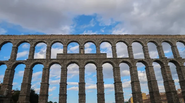 Acquedotto Romano Segovia Spagna Famosa Architettura Romanica Trova Nella Provincia — Foto Stock