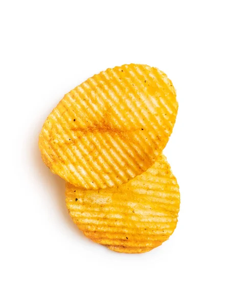 Knusprige Kartoffelchips Isoliert Auf Weißem Hintergrund — Stockfoto