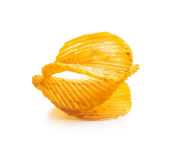 Knapperige Chips Geïsoleerd Witte Achtergrond — Stockfoto