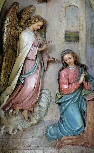 Annunciation Virgin Mary Altarpiece Basilica Sacred Heart Jesus Zagreb Croatia — Stock Photo, Image