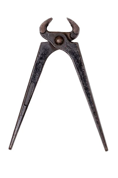 Carpenter Tools Isolated Old Open Rusty Pinching Pliers Used Removing — Stock Photo, Image