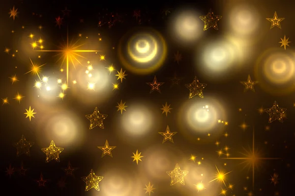 반짝반짝 빛나는 황금빛 효과와 별들의 웨이브 흔적이 추상적 어두운 컨셉트 — 스톡 사진