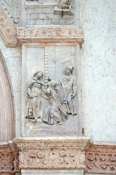 Visita Virgen María Por Giacomo Scilla Puerta Izquierda Basílica San — Foto de Stock