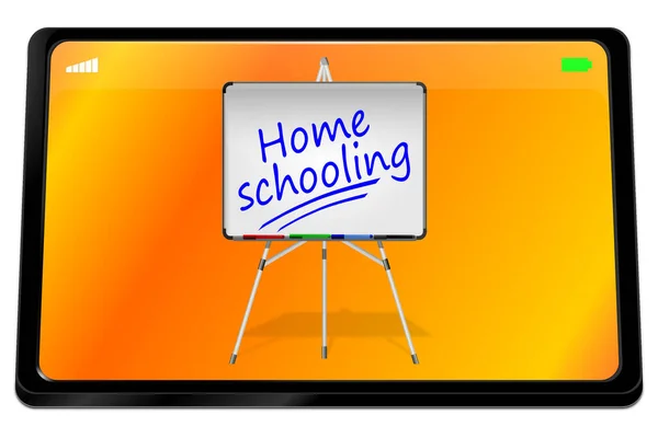 Tablet Computer Home Schooling Oranžové Ploše Ilustrace — Stock fotografie