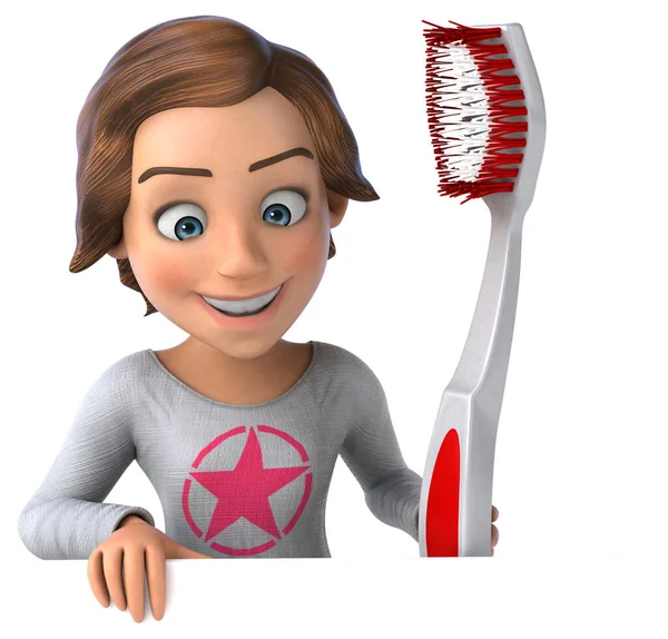 Fun Cartoon Teenage Girl Toothbrush — Stock Photo, Image