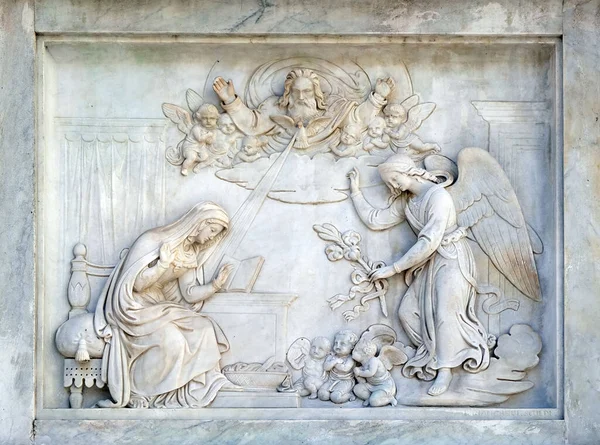 Annunciation Virgin Mary Column Smaculate Conception Piazza Mignanelli Rome Olaszország — Stock Fotó