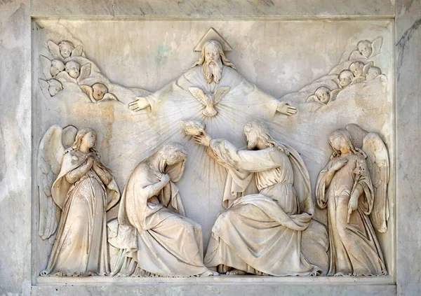 Incoronazione Della Vergine Maria Sulla Colonna Dell Immacolata Concezione Piazza — Foto Stock