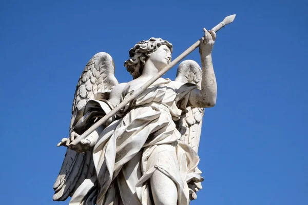 Statue Angel Lance Domenico Guidi Ponte Sant Angelo Rome Italy — Stock Photo, Image