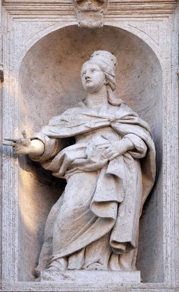 Statue Sainte Jeanne Valois Sur Façade Chiesa San Luigi Dei — Photo