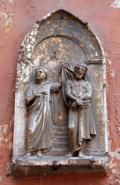 Ecce Homo Bass Relief Basilica Saint Sylvester First San Silvestro — Stock Photo, Image