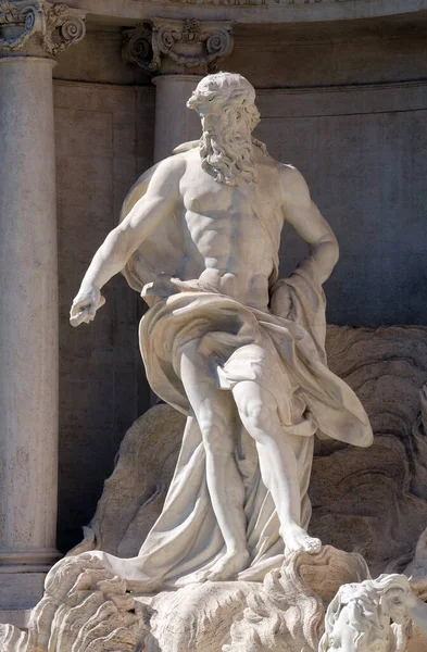 Ocean Die Hauptstatue Des Trevi Brunnens Rom Fontana Trevi Ist — Stockfoto