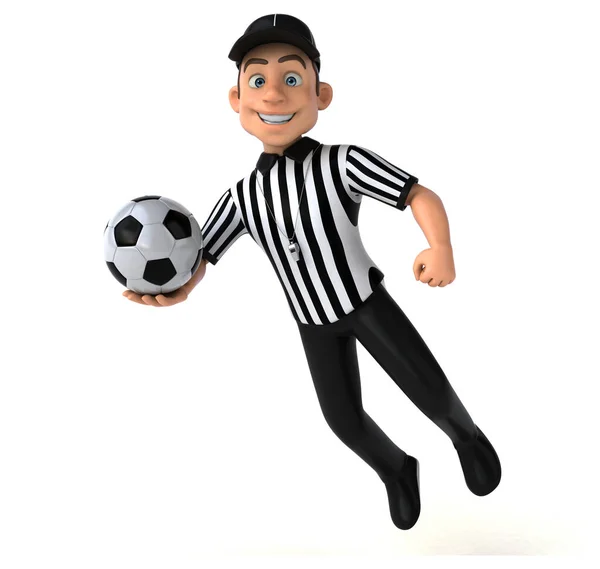 Spaß Illustration Eines Cartoon Schiedsrichters Mit Ball — Stockfoto