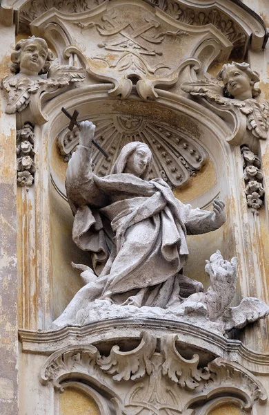 Estatua Santa Marta Betania Fachada Iglesia Santa Maria Maddalena Roma — Foto de Stock