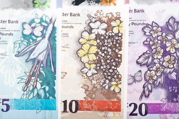 Banknoty Irlandii Północnej Funty Kontekście Działalności Gospodarczej — Zdjęcie stockowe