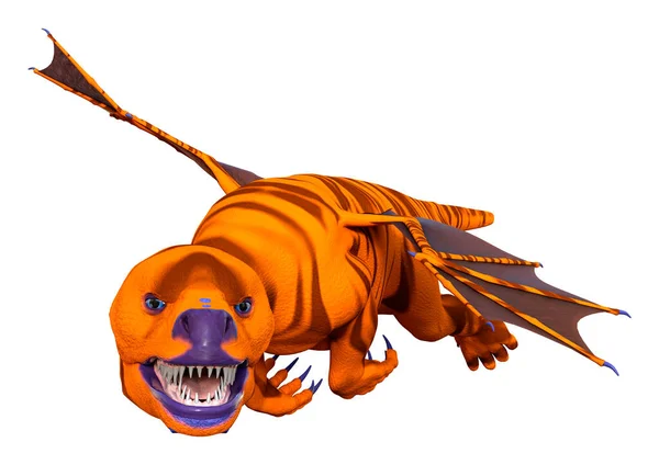 Representación Una Escena Halloween Fantasía Con Dragón Volador — Foto de Stock