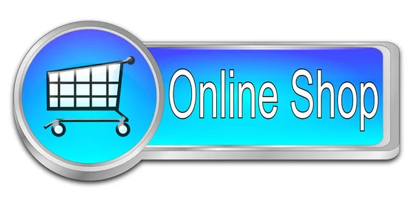 Online Shop Button Blue Illustration — Stock Photo, Image