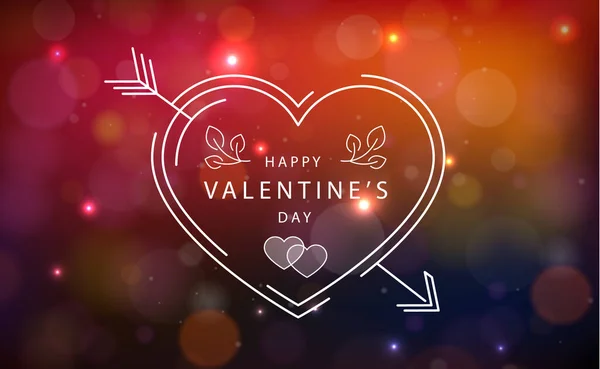 Panoramic Red Purple Bokeh Congratulation Valentine Day Vector Illustration — Stock Photo, Image