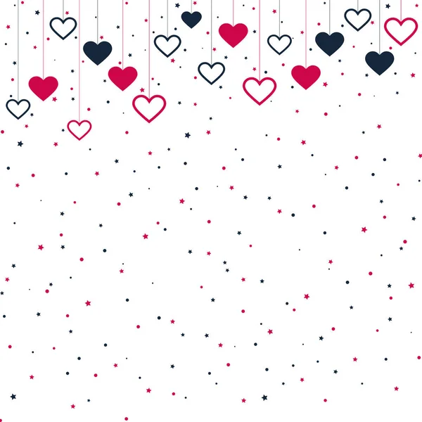 Red Blue Festive Hearts White Background Vector Illustration — Stock Photo, Image