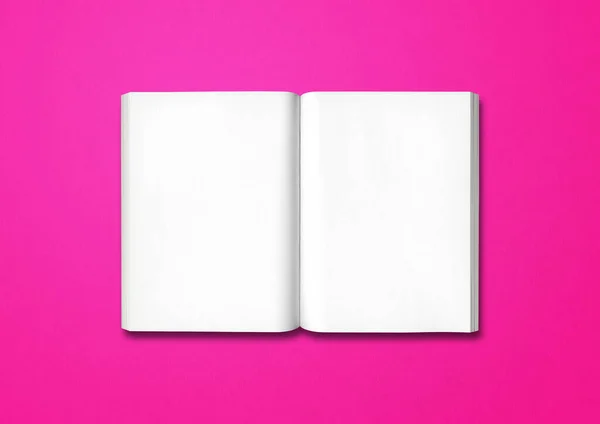 Blank White Paper Book Blue Background Top View Mock — Stock Photo, Image