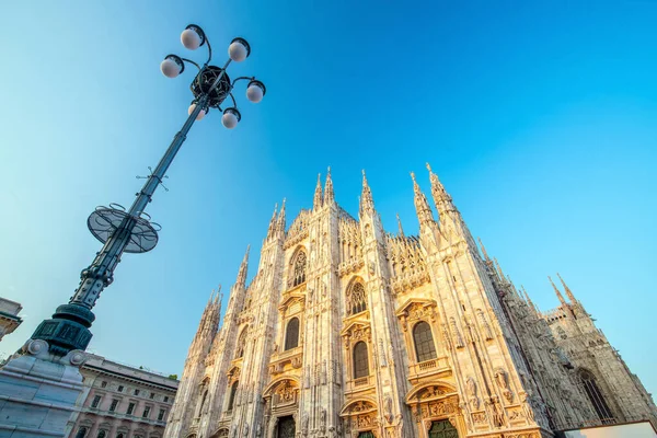 Catedral Duomo Milano Praça Piazza Duomo Manhã Milão Itália — Fotografia de Stock