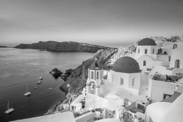 Oia Town Cityscape Острові Санторіні Греції Після Заходу Сонця Егейське — стокове фото
