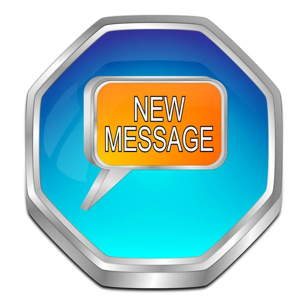Novo Botão Mensagem Azul Ilustração — Fotografia de Stock