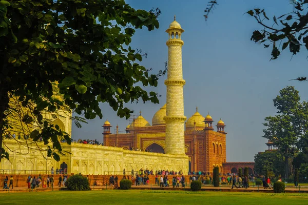 Taj Mahal Som Insvept Solnedgång Indien Agra Fotografering Plats Indien — Stockfoto