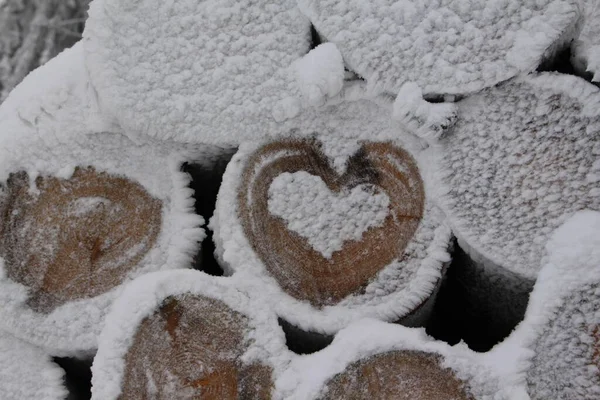 Hartvormige Sneeuw Winter — Stockfoto