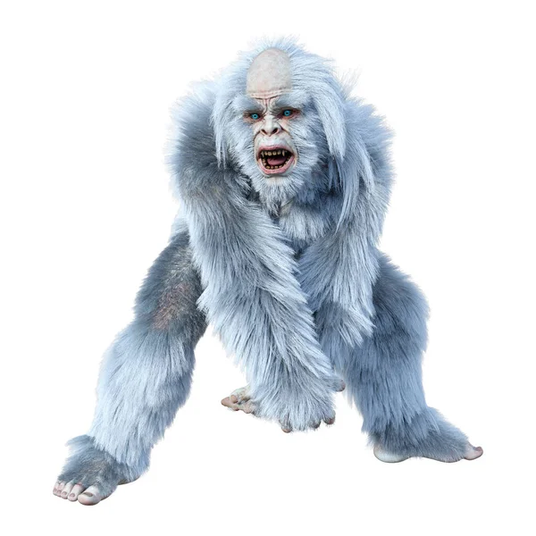 Rendering Fantasy Creature Yeti Isolated White Background — Stock Photo, Image