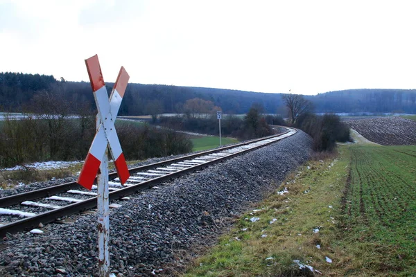 Onbeperkte Spoorwegovergang Bij Weissach Het District Boeblingen — Stockfoto