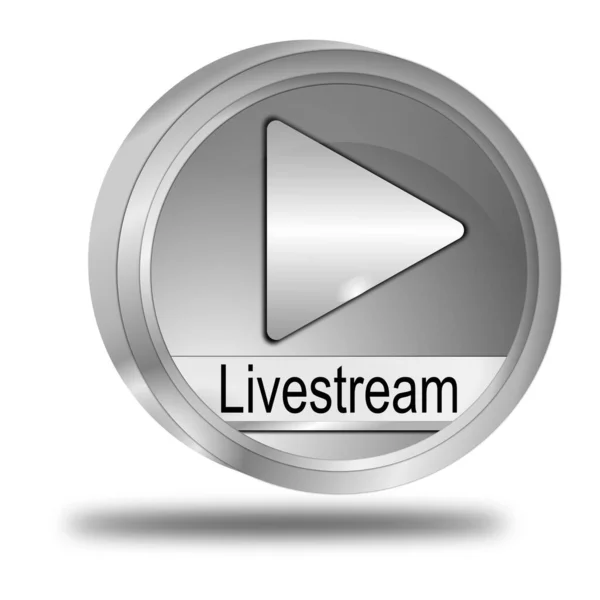 Livestream Button Prata Ilustração — Fotografia de Stock