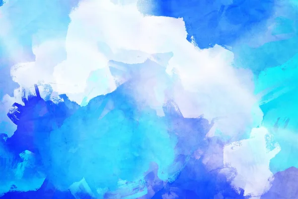 Abstracte Aquarel Achtergrond Met Blauwe Witte Vlekken — Stockfoto